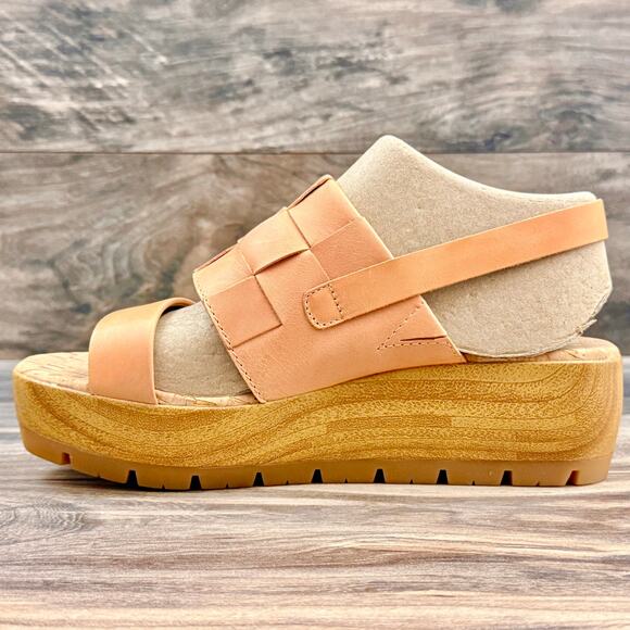 NIB Korks by Kork Ease 8M Fraya Leather Slingback Platform Wedge Sandal - Picture 6 of 11